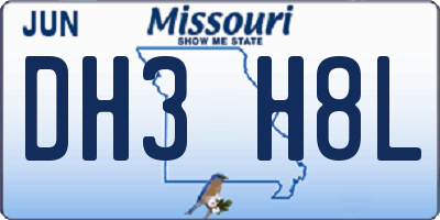 MO license plate DH3H8L