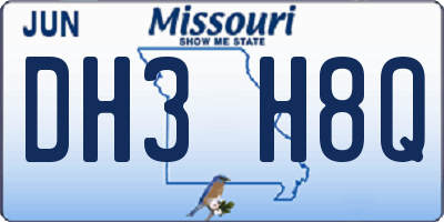 MO license plate DH3H8Q