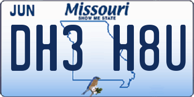 MO license plate DH3H8U