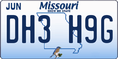 MO license plate DH3H9G