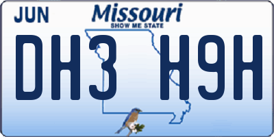 MO license plate DH3H9H