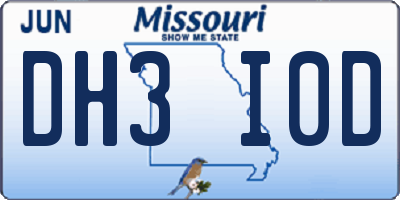 MO license plate DH3I0D