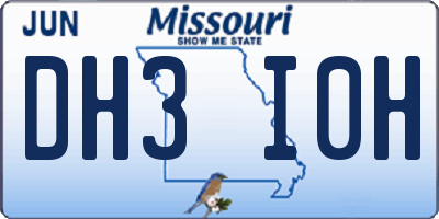 MO license plate DH3I0H