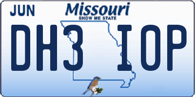 MO license plate DH3I0P