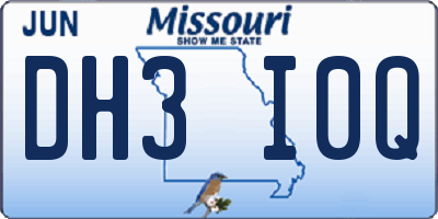 MO license plate DH3I0Q