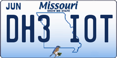 MO license plate DH3I0T
