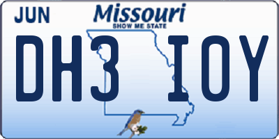 MO license plate DH3I0Y