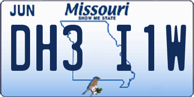 MO license plate DH3I1W