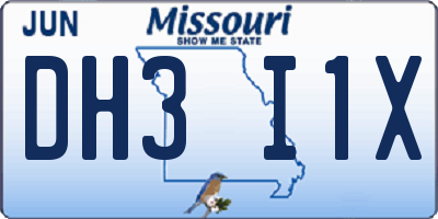 MO license plate DH3I1X
