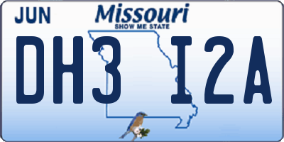 MO license plate DH3I2A
