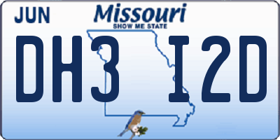 MO license plate DH3I2D