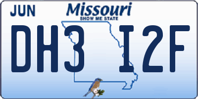MO license plate DH3I2F