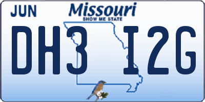 MO license plate DH3I2G