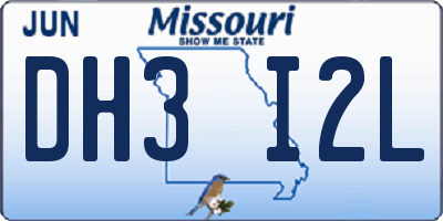 MO license plate DH3I2L