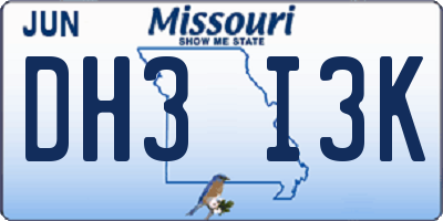 MO license plate DH3I3K