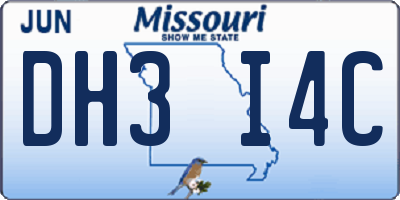 MO license plate DH3I4C