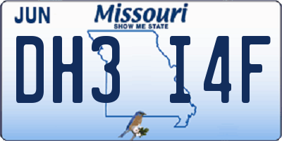 MO license plate DH3I4F