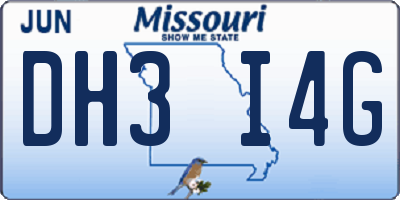MO license plate DH3I4G