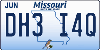 MO license plate DH3I4Q