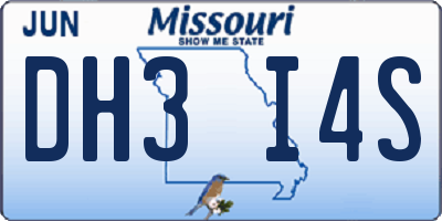 MO license plate DH3I4S
