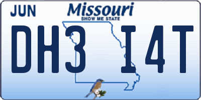 MO license plate DH3I4T