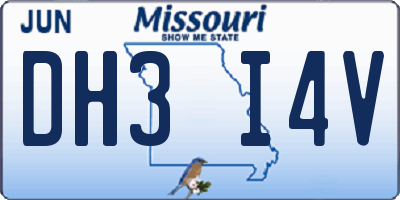 MO license plate DH3I4V