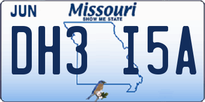 MO license plate DH3I5A