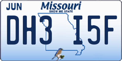 MO license plate DH3I5F