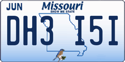 MO license plate DH3I5I