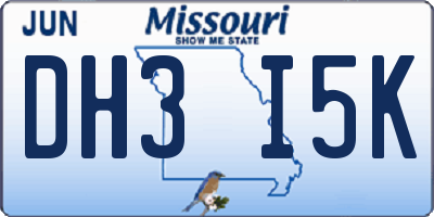 MO license plate DH3I5K