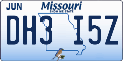 MO license plate DH3I5Z