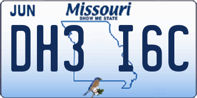 MO license plate DH3I6C
