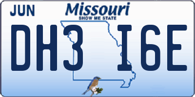 MO license plate DH3I6E