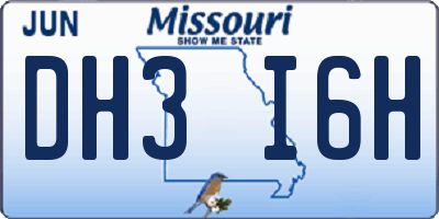 MO license plate DH3I6H