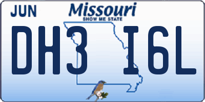 MO license plate DH3I6L
