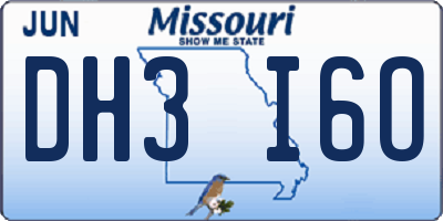 MO license plate DH3I6O