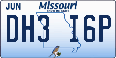 MO license plate DH3I6P