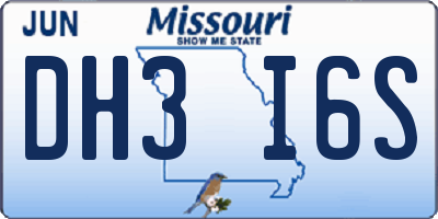 MO license plate DH3I6S