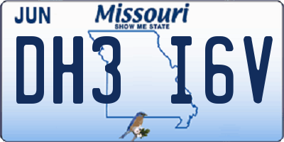 MO license plate DH3I6V