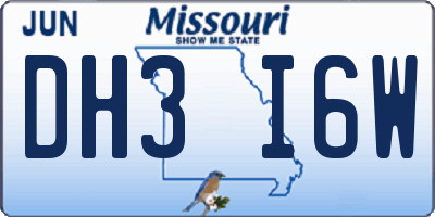 MO license plate DH3I6W