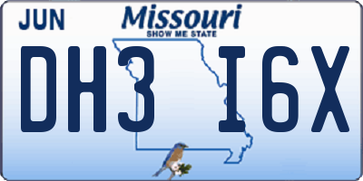 MO license plate DH3I6X