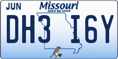 MO license plate DH3I6Y