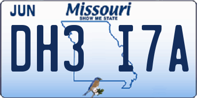 MO license plate DH3I7A