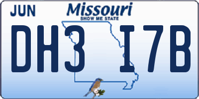 MO license plate DH3I7B