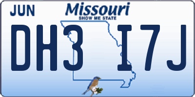 MO license plate DH3I7J
