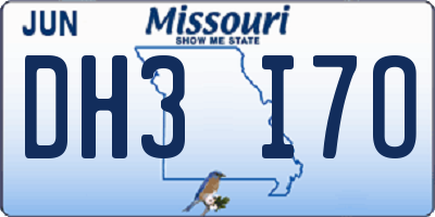 MO license plate DH3I7O
