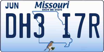 MO license plate DH3I7R