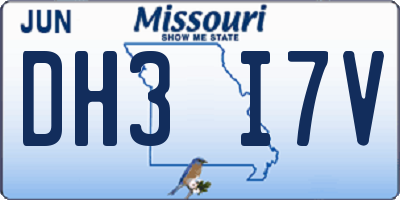 MO license plate DH3I7V