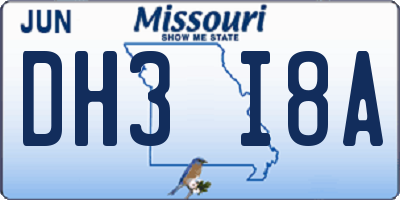 MO license plate DH3I8A