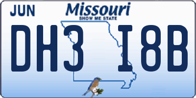 MO license plate DH3I8B